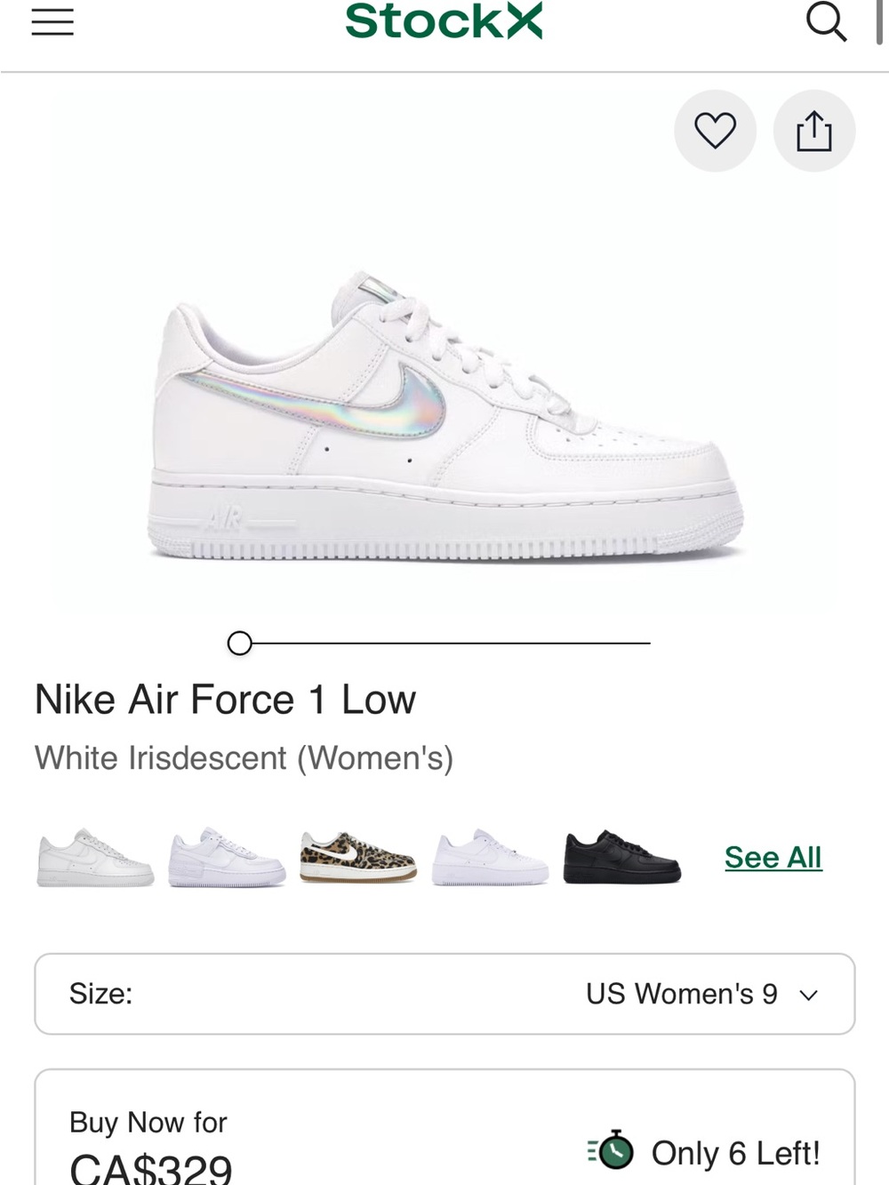 Nike Air Force 1 Low - White with Iridescent Swoosh - Picture 6 of 8